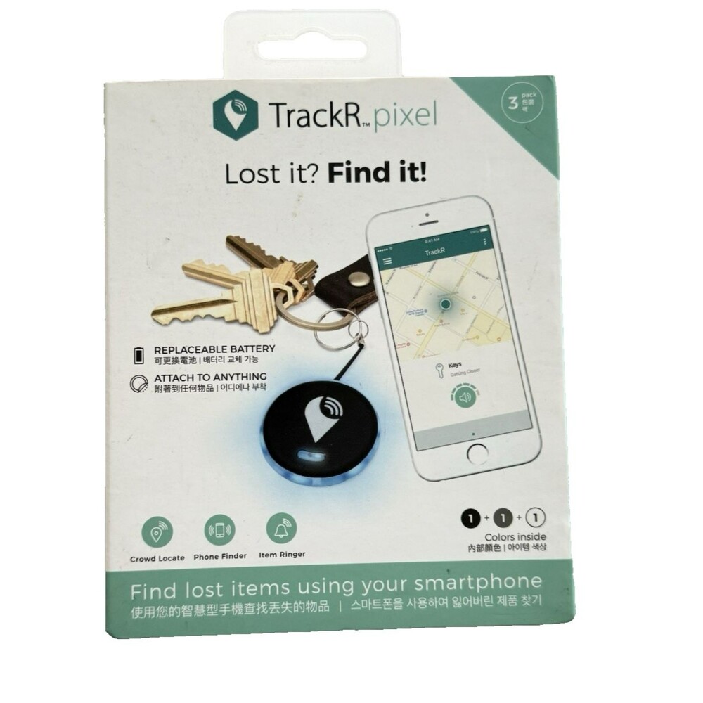 Trackr Pixel 3 Pack Item tracker Lost item Finder Locater Phone Keys NEW